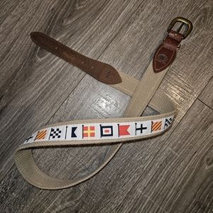 YRI New Hampshire Custom made preppy nautical mens woven belt leather & Brass 38